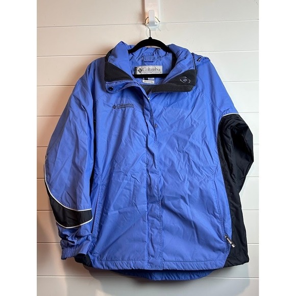 Columbia Jackets & Blazers - Columbia Womens Interchange Jacket Blue Black Lightweight Rain Wind Size L